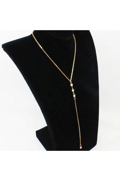 GlaMLo Accessories Colier lung auriu cu cristale