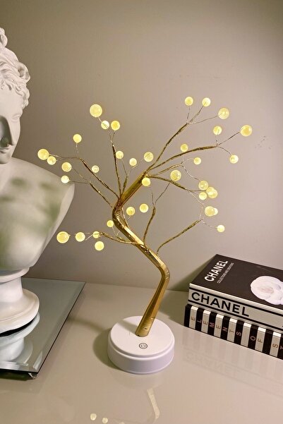 nesever store Dekoratif Ağaç Masa Lambası Pilli Ve Usb Kablosuz Ledli 5v