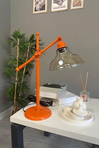 Bamyum Vishi Cam Bal Turuncu Gövde Masa Lambası Masaüstü Aydınlatma Yatak Oda...