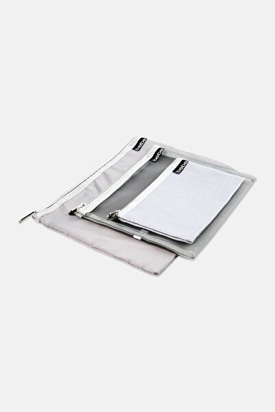 Bebe 3 Pieces Travel Pouch Set, Light Grey