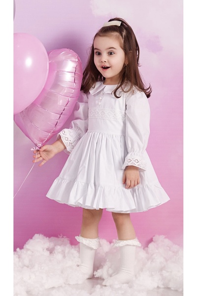 Lempika Rochie fetita alba bumbac