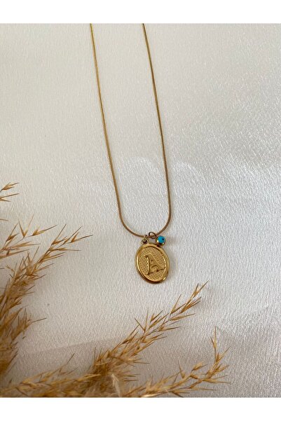 staınless steel Kuyumcu Model Nazar Boncuklu Harf Çelik Kolye