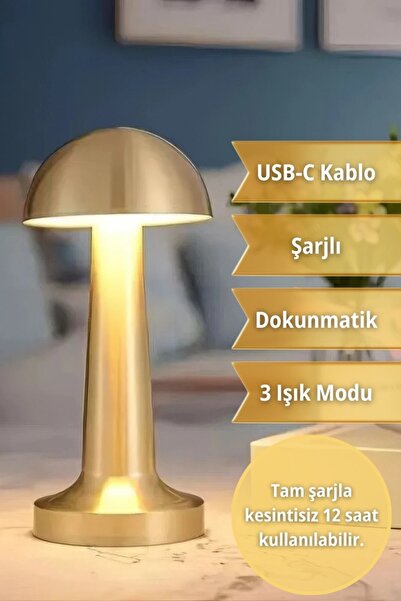 nesever store Gold Şarjlı Dokunmatik Masa ve Gece Lambası- Dimmerli ve Enerji...