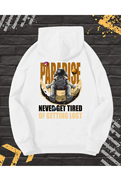 OEM Hanorac bărbătesc cu imprimeu față-spate, Cosmo, bumbac, alb, XL