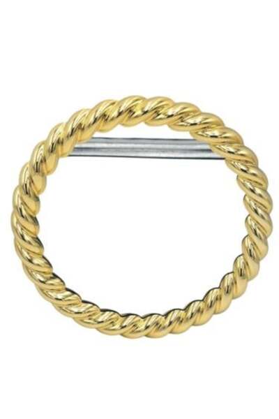 Salon System مرآة مستديرة محمولة بإطار ذهبي ملتوي