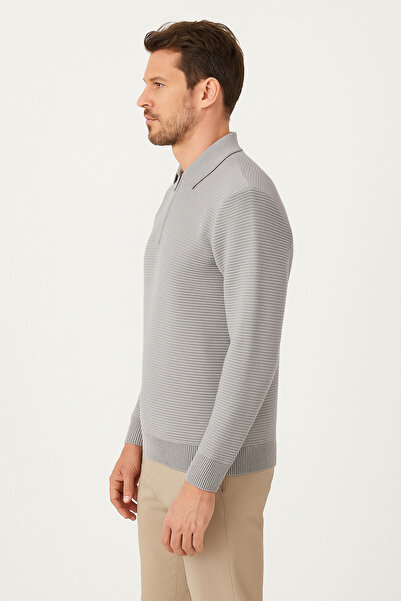 ModaPlaza Ανδρικό πουλόβερ με φερμουάρ και λαιμόκοψη 732