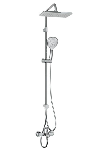 Adell Lido Rain Duş Sistemi + Lento Banyo Bataryası 2 Parça Set – Parlak Krom