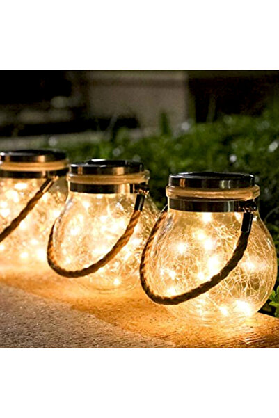 OEM Lampă solară din sticlă, felinar, 14 cm înălțime, exterior, alb cald