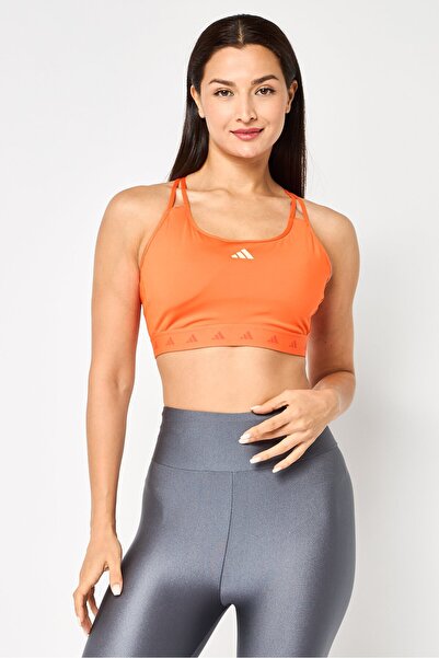 adidas Women Brand Logo Medium Support Sports Bra, Orange