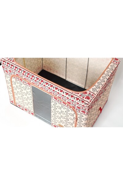 Flippy Folding Storage Box, Flippy, 100 L Cotton and Linen, 60X42X40 cm, Front Window, 2-Way Zippered Acces
