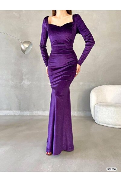 Modafeminen Rochie de seară cu detaliu de fustă de pește din catifea cu sclip...