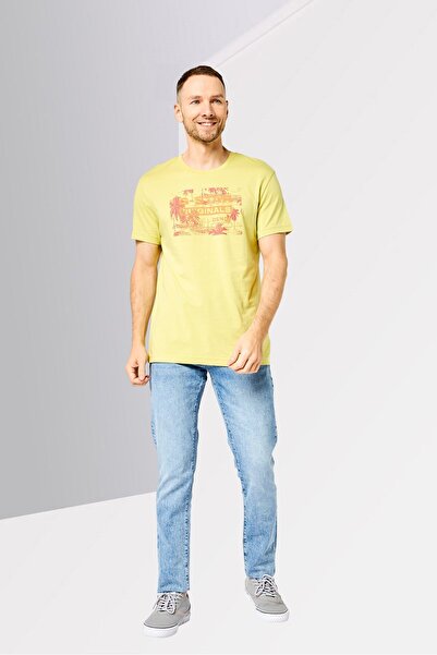 G-STAR RAW Men Crew Neck Short Sleeve Graphic Print T-Shirt, Lime Green