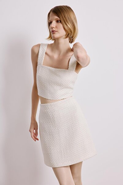 rue Tüvit Ekru Mini Etek