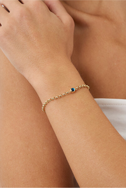 ÇAĞLAYAN KUYUMCULUK 14 Ayar Altın Nazar Boncuklu Göz Bileklik