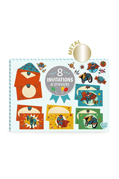 djeco Set de invitatii Supereroi, Djeco, editie creativa