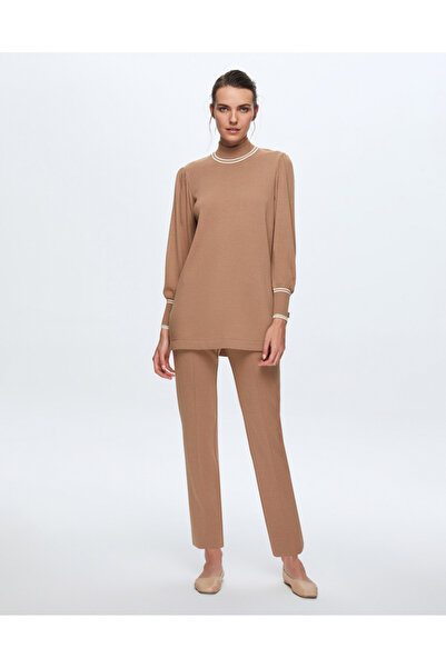 MISS DALIDA T24K-7000 Dar Paça Triko Pantolon COMO-CAREMEL