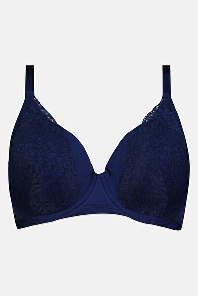 Triumph حمالة صدر نسائية مبطنة ومزخرفة بسلك، لون أزرق داكن