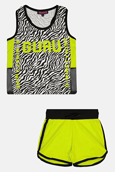 Guru 99 طقم ملابس أطفال بناتي مكون من قطعتين من توب وشورت بطبعة حيوانية، متعد...