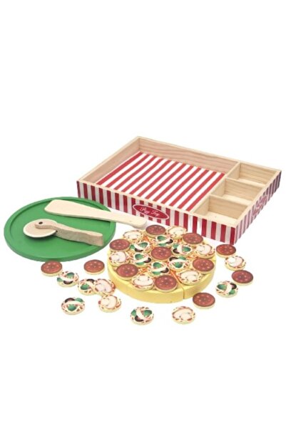 B4U Jucărie educativă, Pizza din lemn 64 de piese Montessori