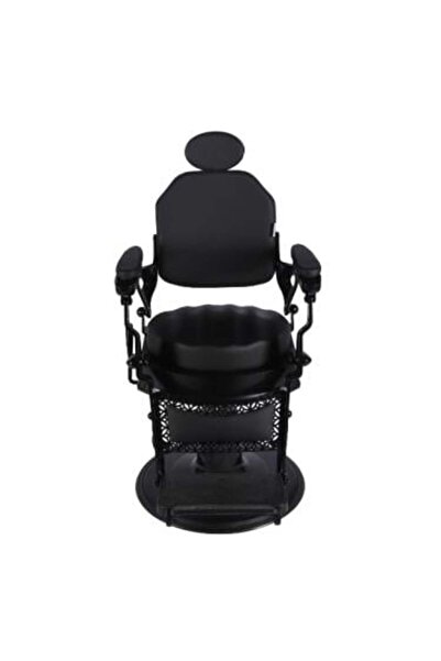 Salon System كرسي حلاقة رجالي - أسود بقاعدة معدنية سوداء