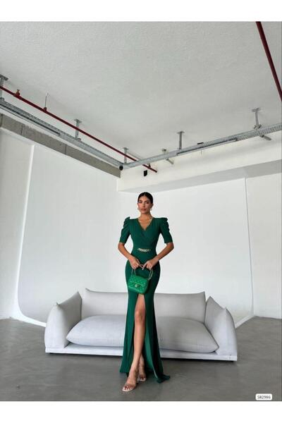 Modafeminen Rochie de seară lungă prințesă cu detaliu de lanț pe mâneci, cu d...