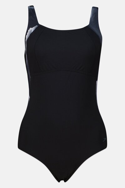 SPEEDO Women Embroidered Logo One Piece Swimsuit, Black