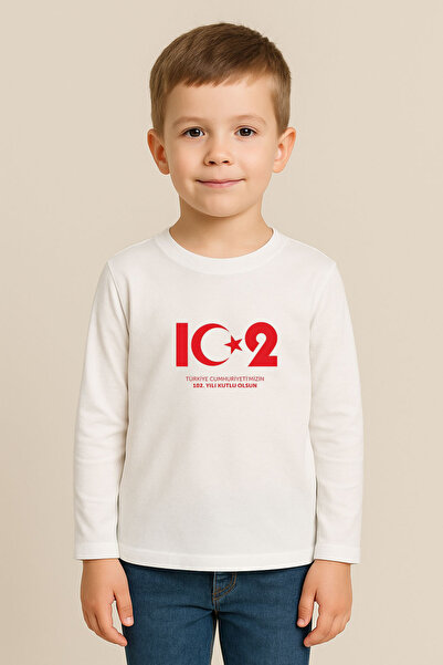 MODA 29 octombrie Ziua Republicii Atatürk cu imprimeu Alb guler rotund bumbac...