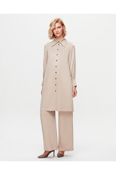 MISS DALIDA T25K-7015 Bol Paça Cupro Pantolon BEİGE