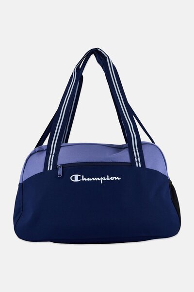 Champion حقيبة دافل للرجال مطرزة بشعار، باللون الأزرق