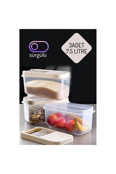 Marsilyan مجموعة حاوية تخزين طعام البرسيم مكونة من 3 قطع كريمة 7.5 لتر