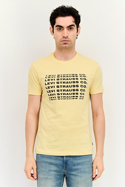 Levi's Men Crew Neck Short Sleeve Graphic Print T-Shirt, Mustard