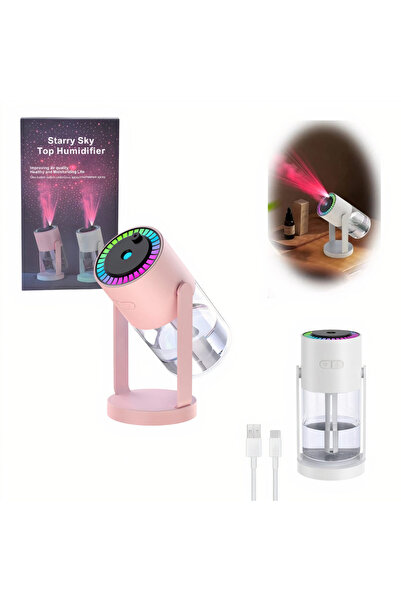 JML Umidificator portabil 8x8x16cm LED cu proiector de stele, difuzor de arome și lumină ambientală,