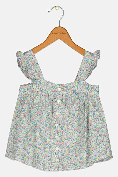 GAP Toddlers Girl Square Neck Cap Sleeve Floral Print Top, Multicolor