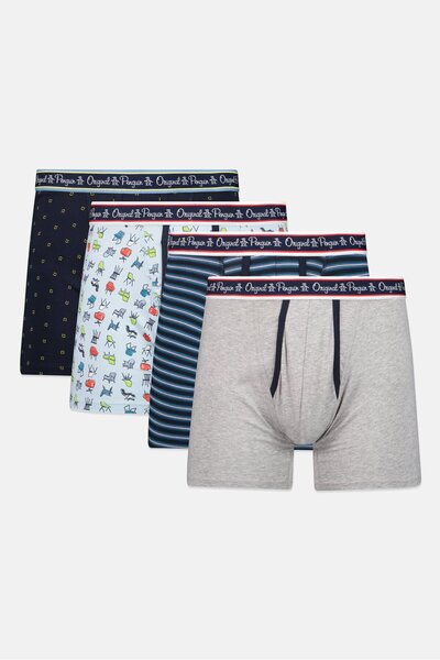 Original Penguin Men 4 Pcs Brand Logo Boxer Briefs, Multicolor