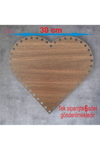 ASUDE HEDİYELİK Inimă din lemn de nuc 30 cm 6 buc. Tavă din bambus Placă de t...