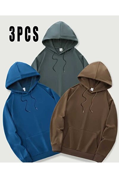 Abruzzo طقم بغطاء رأس قطع من سويت شيرت - بني - أزرق بلون الكوبالت - فومي