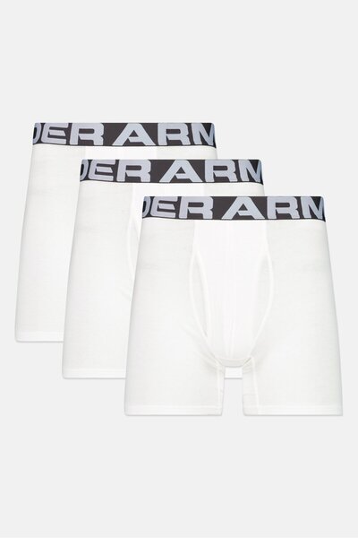 Under Armour Men 3 Pieces Brand Logo Boxer Briefs, White