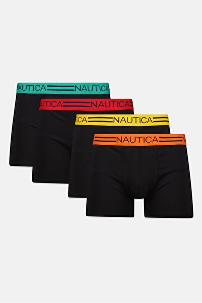 Nautica Men 4 Pcs Brand Logo Boxers, Black