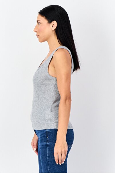 Reserved Women Crew Neck Sleeveless Textured Tank Top, Grey