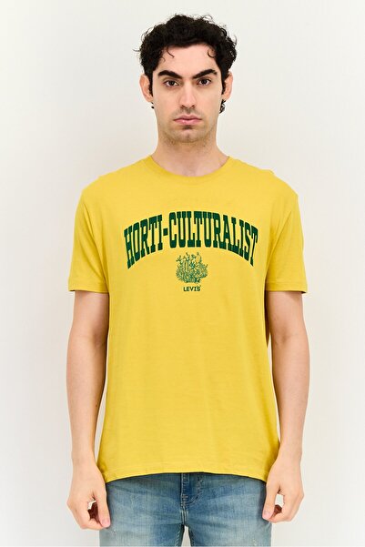 Levi's Men Crew Neck Short Sleeve Graphic Print T-shirt, Yellow