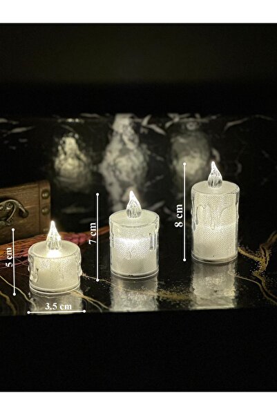 Genel Markalar Titreyen Alevli Kristal Erimiş Led Mum 3'lü Hareket Alevli Eri...