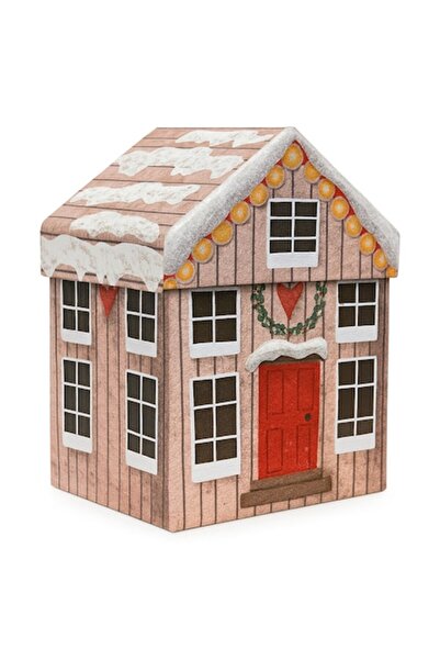 OEM Christmas Gift Box with Lid, House Shape, Red Interior, Sturdy Cardboard, Reusable, 10 x 10 x 13 cm,