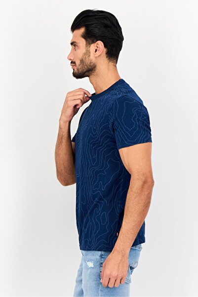 Levi's Men Crew Neck Short Sleeve Allover Print T-Shirt, Navy