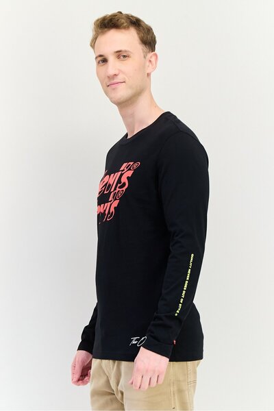 Levi's Men Crew Neck Brand Logo Long Sleeves T-Shirt, Black