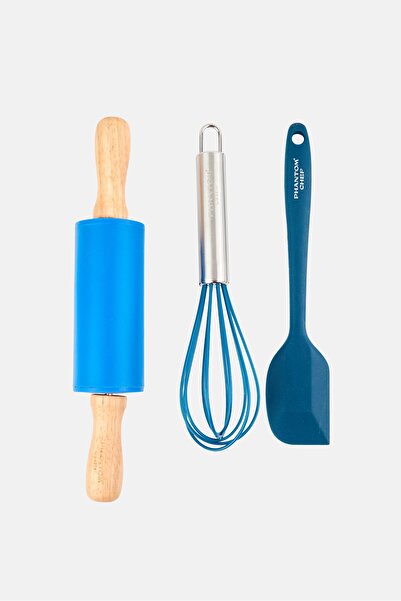 Phantom Chef 3 Pcs Silicone Spatula, Whisk And Rolling Pin Set, Multicolor