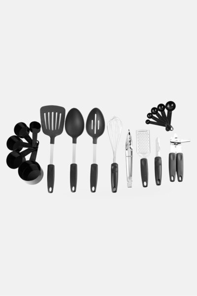 Gibson Home 18 Pieces Kitchen Tool Set, Black