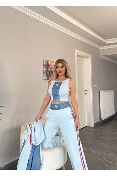 bonibon butikk Γυναικεία ρούχα πολυτελείας ποιότητας Ειδικής κατασκευής Τζιν Λεπτομερές ύφασμα διπλής όψης Σετ 3 τεμαχίων