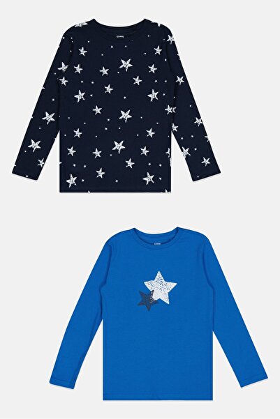 Sinsay Toddlers Boy 2 Pieces Long Sleeve Allover Print T-Shirt, Multicolor