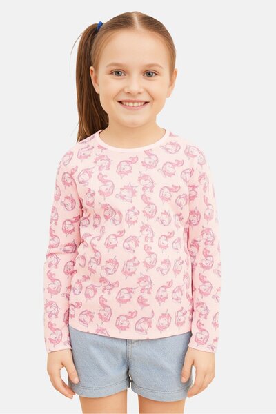 Sinsay Kids Girl Crew Neck Long Sleeve Top, Multicolor