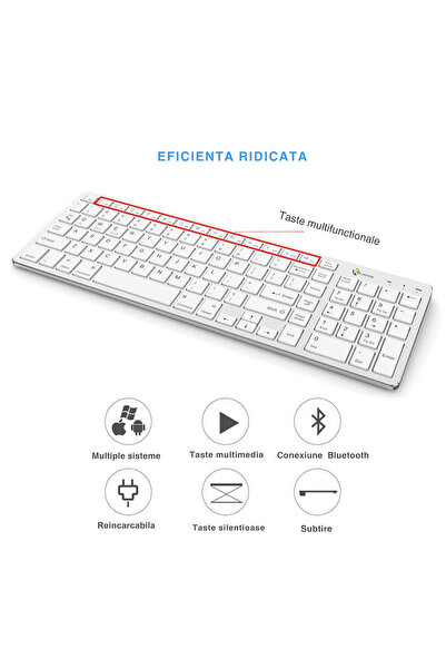 Konzmann Kit Tastatura si Mouse Wireless si BT, 2.4G, Silentios, Ultra Slim, Reincarcabil, Compatibil PC
